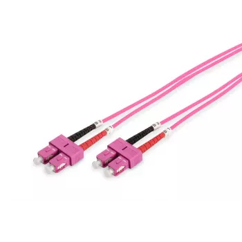 DIGITUS Glasfaser-Patchkabel, SC auf SC Multimode OM4 - 50/125 µ, Duplex, Farbe RAL4003 Länge 2 m