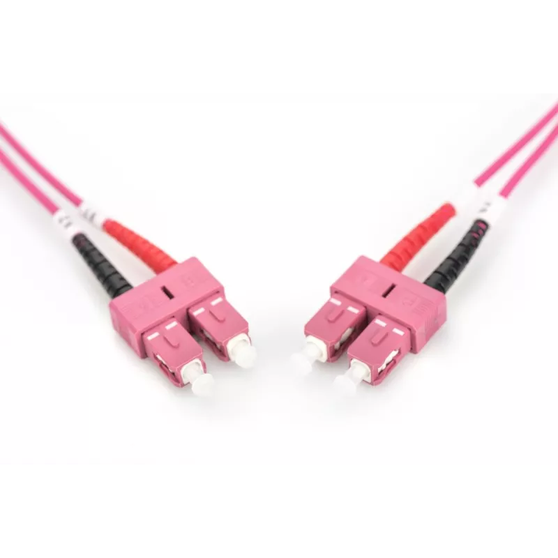 DIGITUS Glasfaser-Patchkabel, SC auf SC Multimode OM4 - 50/125 µ, Duplex, Farbe RAL4003 Länge 2 m