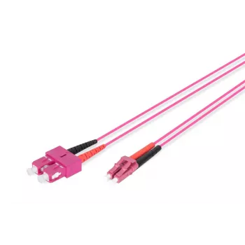 DIGITUS Glasfaser-Patchkabel, LC zu SC Multimode OM4 - 50/125 µ, Duplex, Farbe RAL4003 Länge 1m