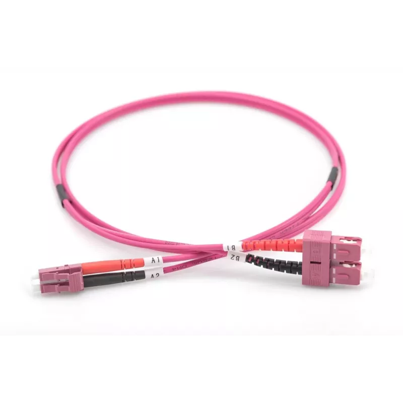 DIGITUS Glasfaser-Patchkabel, LC auf SC Multimode OM4 - 50/125 µ, Duplex, Farbe RAL4003, Länge 5 m