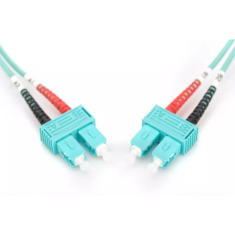 DIGITUS Glasfaser-Patchkabel, SC auf SC Multimode 50/125 µ, Duplex Länge 1 m Klasse OM3
