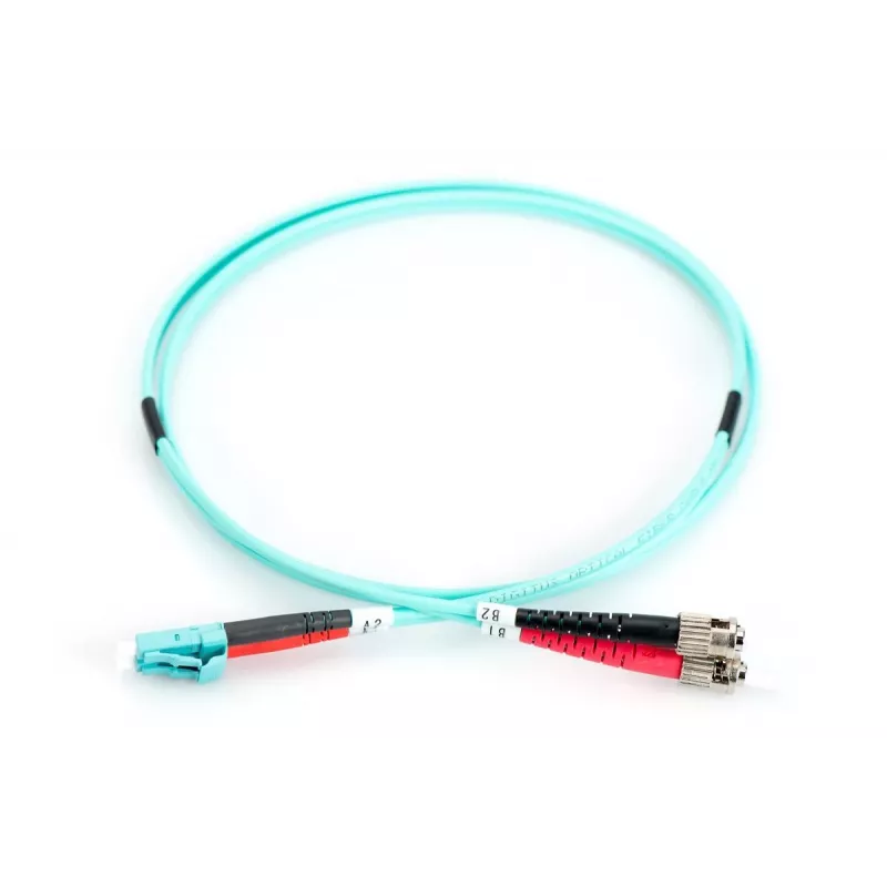 DIGITUS Glasfaser-Patchkabel, LC auf ST Multimode 50/125 µm, Duplex Länge 2m Klasse OM3