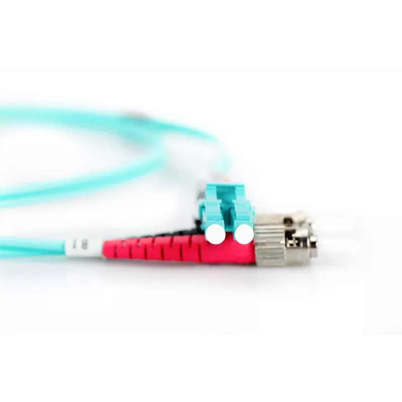 DIGITUS Glasfaser-Patchkabel, LC auf ST Multimode 50/125 µ, Duplex Länge 3m Klasse OM3
