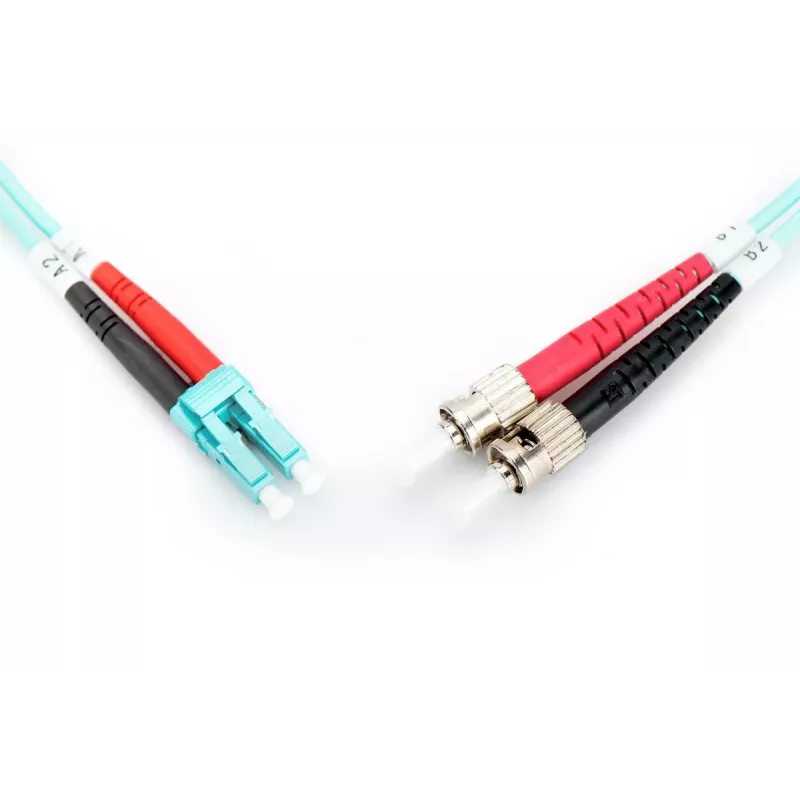 DIGITUS Glasfaser-Patchkabel, LC auf ST Multimode 50/125 µ, Duplex Länge 3m Klasse OM3