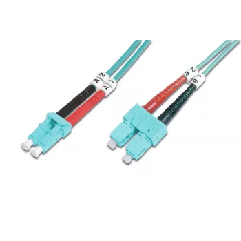 DIGITUS Glasfaser-Patchkabel, LC auf SC Multimode 50/125 µ, Duplex Länge 5 m Klasse OM3
