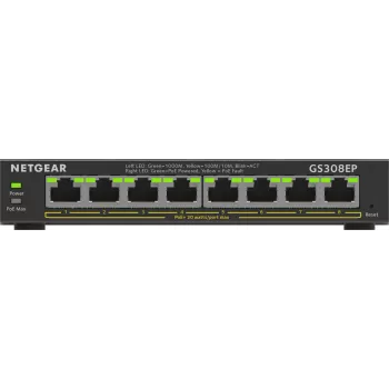 NETGEAR 8-Port Gigabit Ethernet PoE+ Plus Switch (GS308EP) Managed L2/L3 Gigabit Ethernet (10/100/1000) Power over Ethernet (PoE) Schwarz