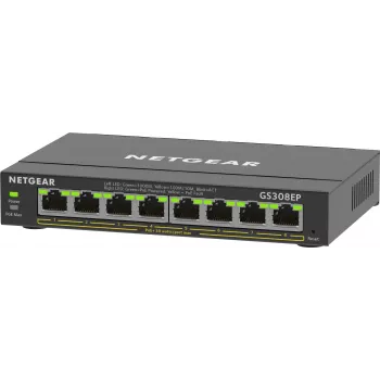 NETGEAR 8-Port Gigabit Ethernet PoE+ Plus Switch (GS308EP) Managed L2/L3 Gigabit Ethernet (10/100/1000) Power over Ethernet (PoE) Schwarz