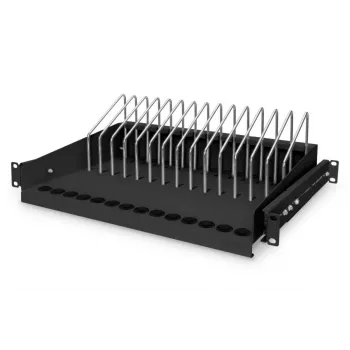 DIGITUS Ausziehbares Regal für Tablets, Laptops, Smartphones 175x483x340 mm, Schwarz