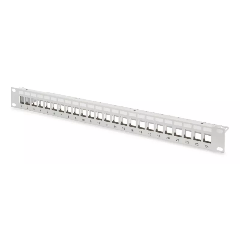 DIGITUS Modular Patch Panel - geschirmt mit 24x DN-93615 24-Port 1U Rackeinbau grau RAL 7035