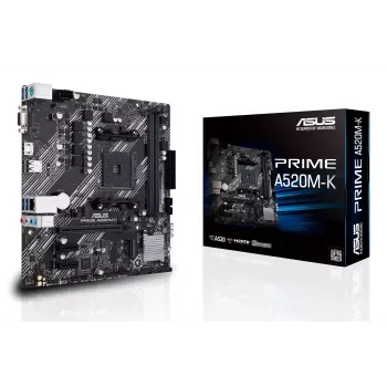 Motherboard ASUS PRIME A520M-K, AMD A520 Chipsatz, Sockel AM4, micro ATX, 2x DDR4, 64 GB, 1x M.2, 4x SATA III, HDMI 2.1