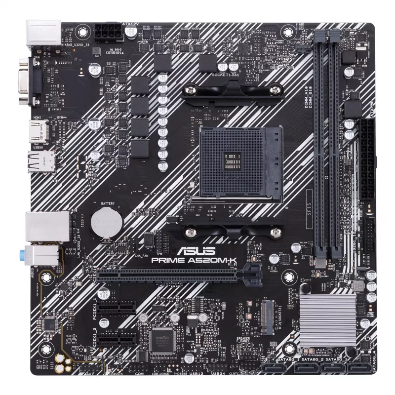 Motherboard ASUS PRIME A520M-K, AMD A520 Chipsatz, Sockel AM4, micro ATX, 2x DDR4, 64 GB, 1x M.2, 4x SATA III, HDMI 2.1