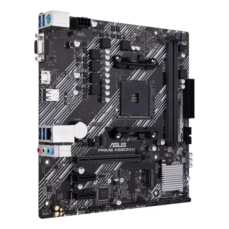 Motherboard ASUS PRIME A520M-K, AMD A520 Chipsatz, Sockel AM4, micro ATX, 2x DDR4, 64 GB, 1x M.2, 4x SATA III, HDMI 2.1