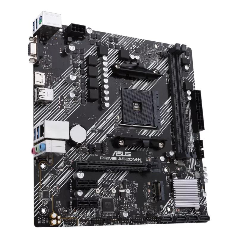 Motherboard ASUS PRIME A520M-K, AMD A520 Chipsatz, Sockel AM4, micro ATX, 2x DDR4, 64 GB, 1x M.2, 4x SATA III, HDMI 2.1