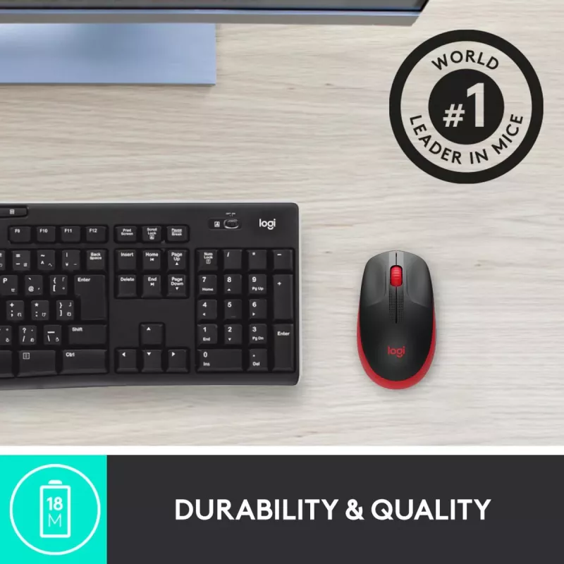Maus Logitech M190 Wireless USB Rot