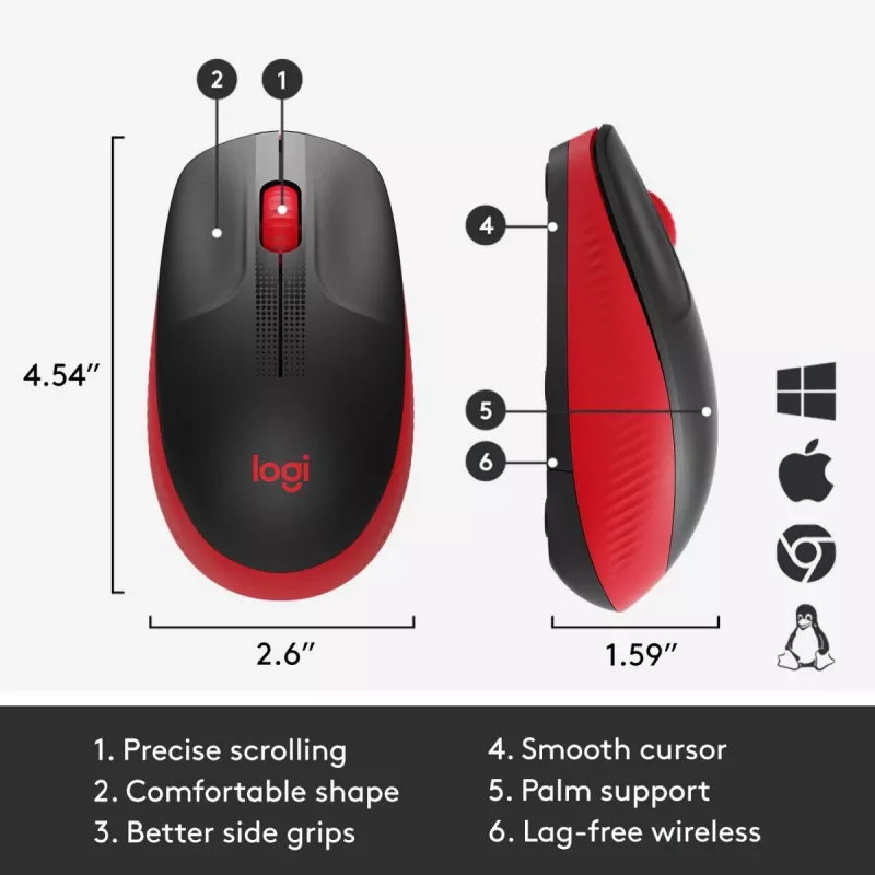 Maus Logitech M190 Wireless USB Rot