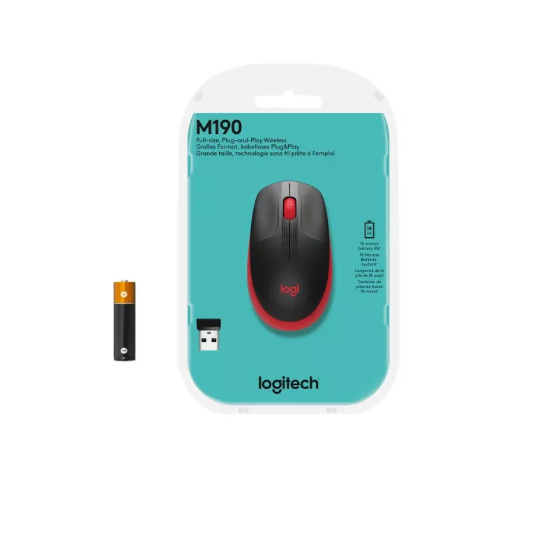 Maus Logitech M190 Wireless USB Rot