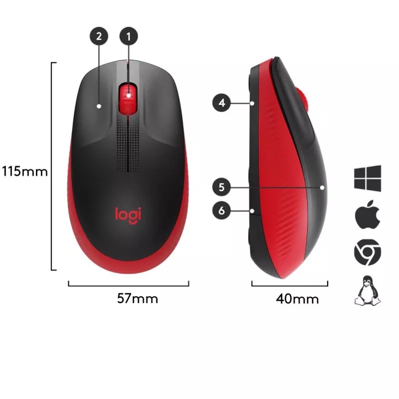 Maus Logitech M190 Wireless USB Rot