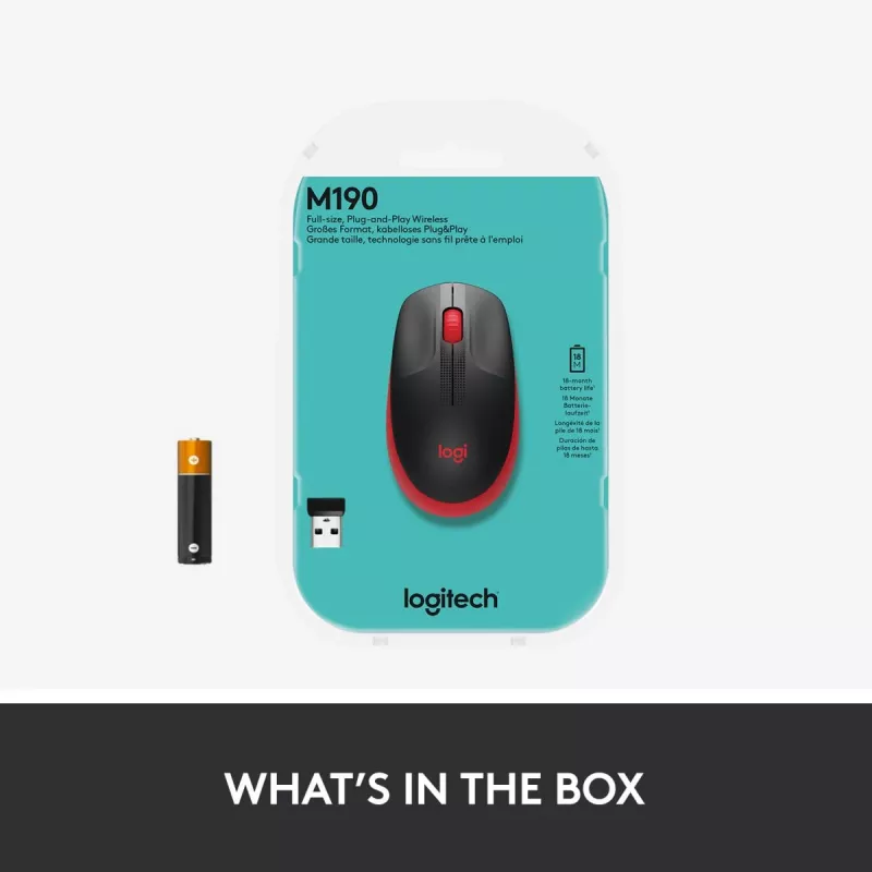 Maus Logitech M190 Wireless USB Rot