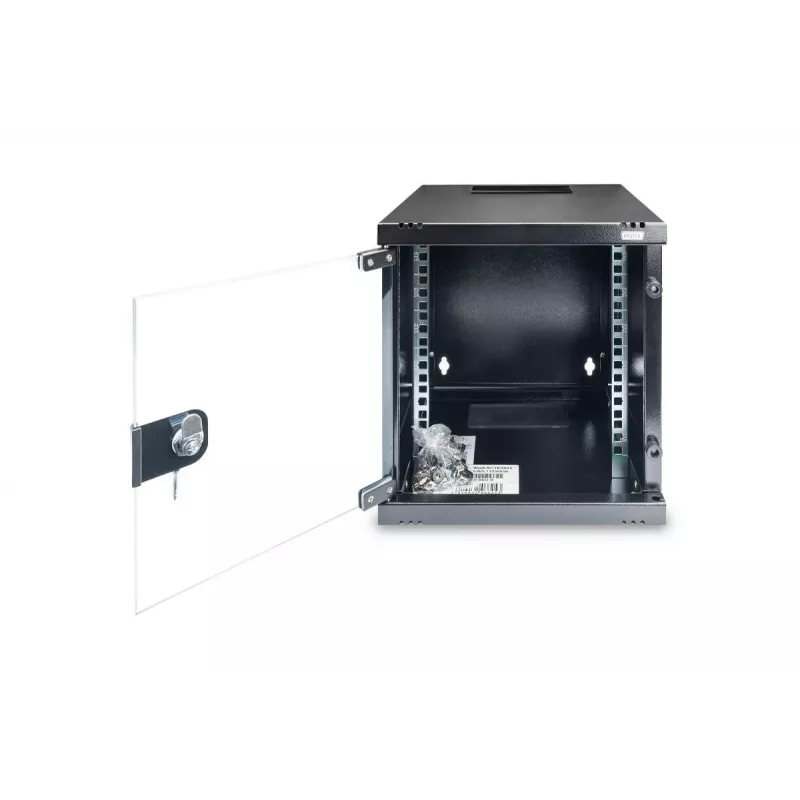 DIGITUS Wandmontageschrank 254 mm (10 Zoll) 6U Wandmontageschrank 330x312x300 mm, Farbe schwarz (RAL 9005)
