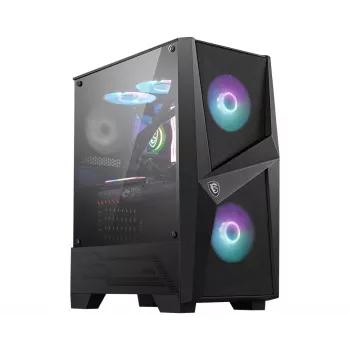 MSI MAG FORGE 100R Midi Tower Gaming Computer Case 'Schwarz, 2x 120mm ARGB PWM-Lüfter, 1x 120mm Lüfter, 1-6 ARGB Hub, Mystic Light Sync, Tempered Glass Panel, ATX, mATX, mini-ITX'