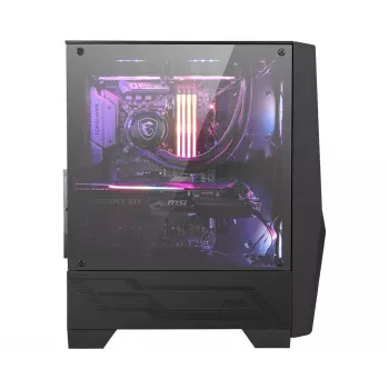 MSI MAG FORGE 100R Midi Tower Gaming Computer Case 'Schwarz, 2x 120mm ARGB PWM-Lüfter, 1x 120mm Lüfter, 1-6 ARGB Hub, Mystic Light Sync, Tempered Glass Panel, ATX, mATX, mini-ITX'