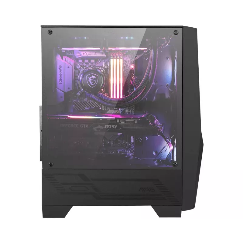 MSI MAG FORGE 100R Midi Tower Gaming Computer Case 'Schwarz, 2x 120mm ARGB PWM-Lüfter, 1x 120mm Lüfter, 1-6 ARGB Hub, Mystic Light Sync, Tempered Glass Panel, ATX, mATX, mini-ITX'