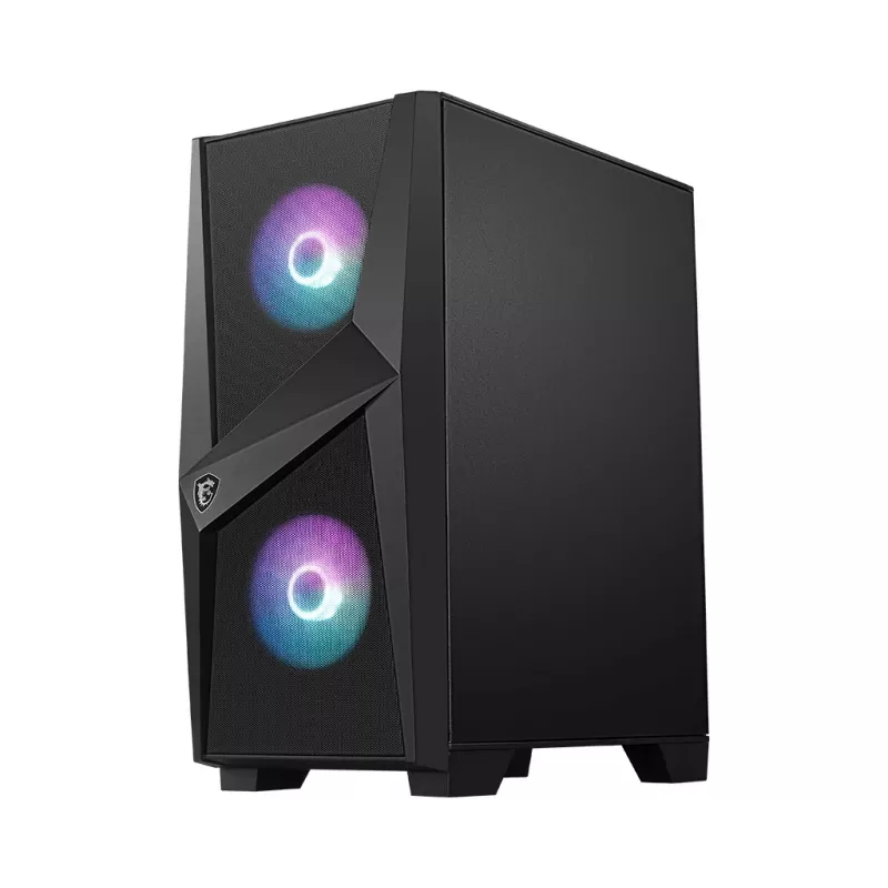 MSI MAG FORGE 100R Midi Tower Gaming Computer Case 'Schwarz, 2x 120mm ARGB PWM-Lüfter, 1x 120mm Lüfter, 1-6 ARGB Hub, Mystic Light Sync, Tempered Glass Panel, ATX, mATX, mini-ITX'