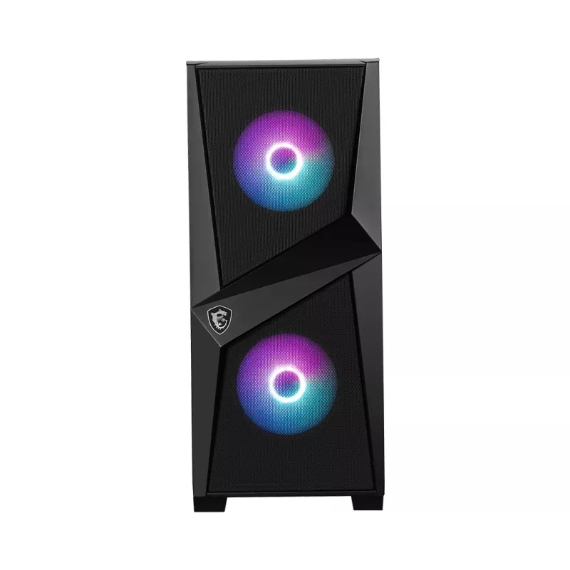 MSI MAG FORGE 100R Midi Tower Gaming Computer Case 'Schwarz, 2x 120mm ARGB PWM-Lüfter, 1x 120mm Lüfter, 1-6 ARGB Hub, Mystic Light Sync, Tempered Glass Panel, ATX, mATX, mini-ITX'