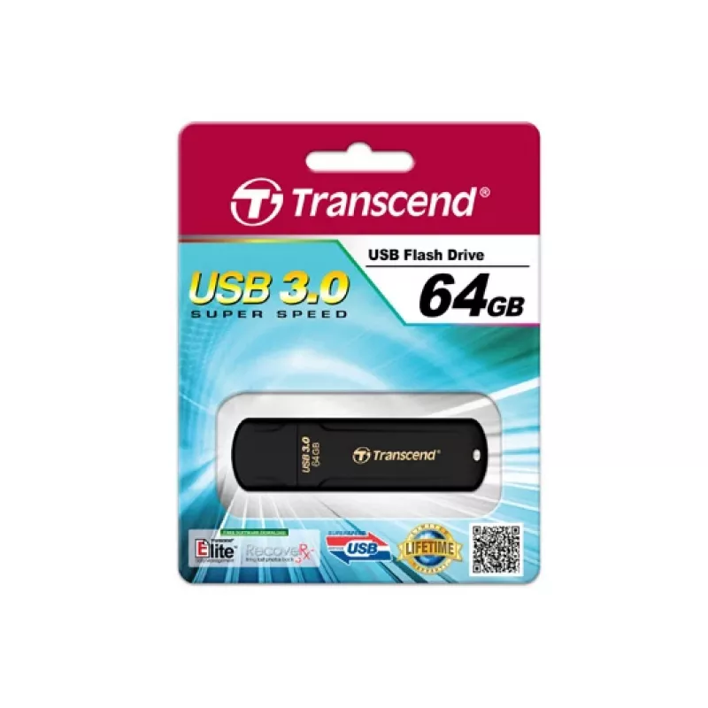 TRANSCEND JetFlash 700 - 64 GB USB-Stick - USB 3.0 - Schwarz