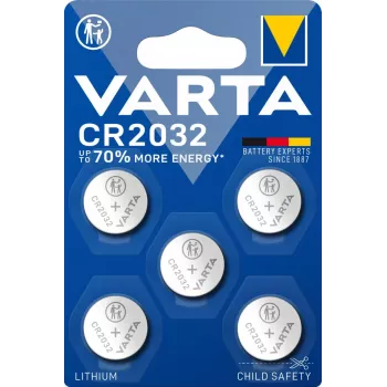 VARTA Batterie Lithium-Knopfzelle Cr2032 3V (5 Stück)