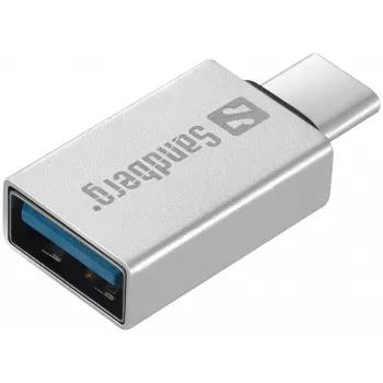 Sandberg USB-C auf USB 3.0 Dongle, USB 3.2 Gen 1 (3.1 Gen 1) Type-C, USB 3.2 Gen 1 (3.1 Gen 1) Type-A, Silber, Aluminium, 5 g, 80 mm
