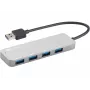 Sandberg USB 3.0 Hub 4 Ports SAVER, USB 3.2 Gen 1 (3.1 Gen 1) Typ-A, USB 3.2 Gen 1 (3.1 Gen 1) Typ-A, 5000 Mbit/s, Silber, Aluminium, 40 g