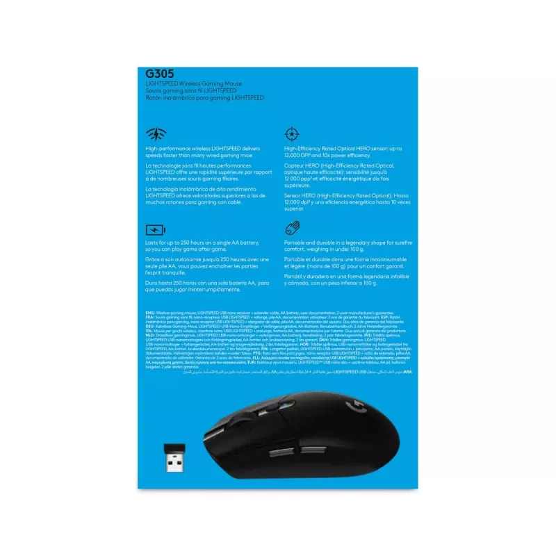 LOGITECH G305 Lightspeed Wireless Gaming-Maus Schwarz Ewr 2