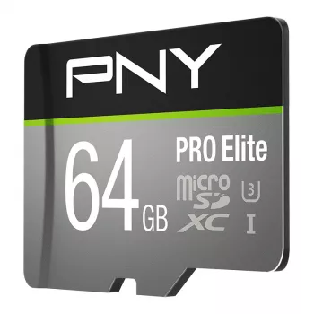 PNY Micro-SD Pro Elite 64 GB Class 10 UHS-I U3 A1 V30 SD-Adapter