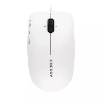 CHERRY MC 2000 Kabelmaus mit Neigerad, Hellgrau, USB, beidhändig, IR LED, USB Typ-A, 1600 DPI, Grau