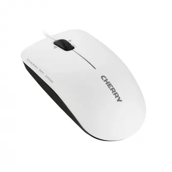 CHERRY MC 2000 Kabelmaus mit Neigerad, Hellgrau, USB, beidhändig, IR LED, USB Typ-A, 1600 DPI, Grau