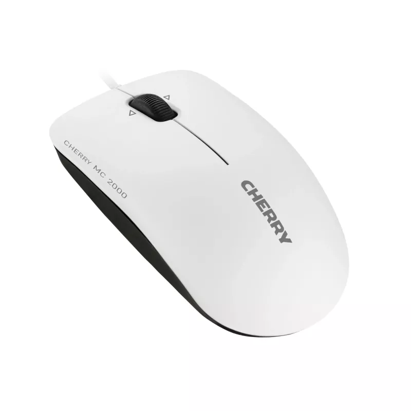 CHERRY MC 2000 Kabelmaus mit Neigerad, Hellgrau, USB, beidhändig, IR LED, USB Typ-A, 1600 DPI, Grau