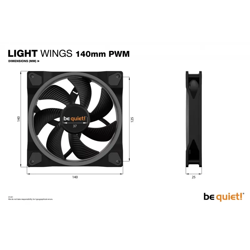 be quiet! Light Wings 140mm ARGB PWM Lüfter Schwarz