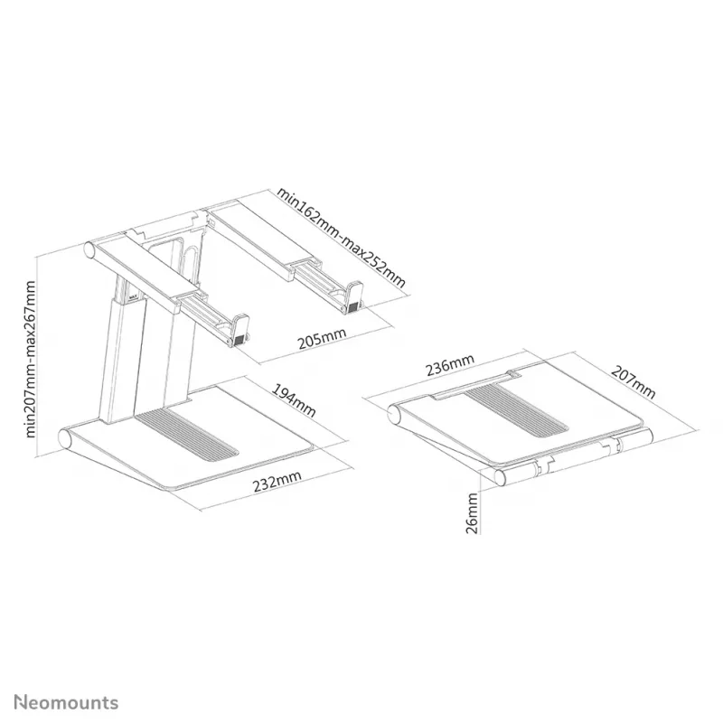 Neomounts NSLS200 Laptopständer 10-17 Zoll – höhenverstellbar – faltbar – kompakt – universell