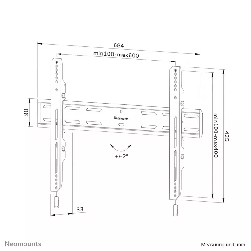 Neomounts WL30S-850BL16 TV-Wandhalterung 42-86 Zoll - fest - abschließbar - schnelle Installation