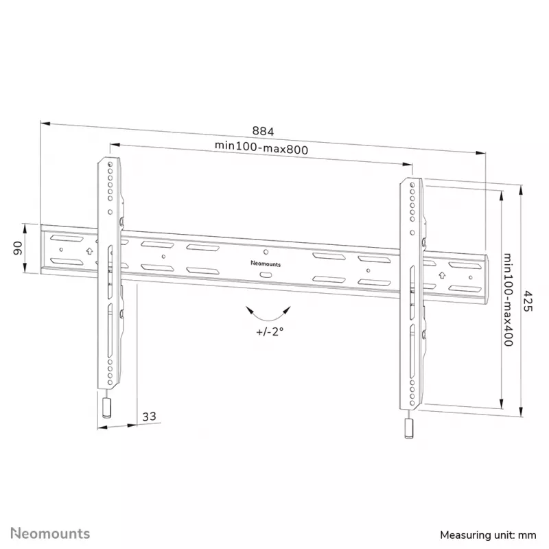 Neomounts WL30S-850BL18 TV-Wandhalterung 43-86 Zoll - fest - abschließbar - schnelle Installation
