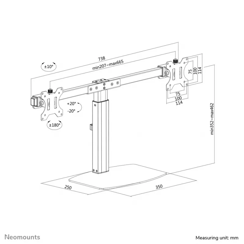Neomounts FPMA-D865DSchwarz Monitorständer 10-27 Zoll - Gasdruckfeder