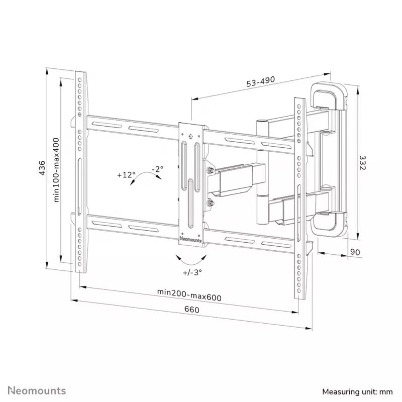 Neomounts WL40-550BL16 TV-Wandhalterung 40-65 Zoll - voll beweglich - einfache Installation