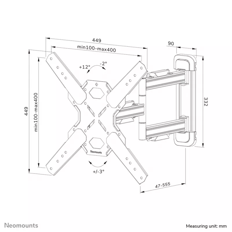 Neomounts WL40S-850BL14 TV-Wandhalterung 40-65 Zoll – voll beweglich – schnelle Installation