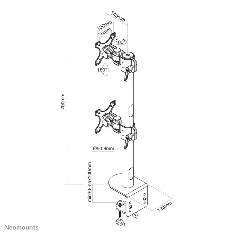 Neomounts FPMA-D960DVSchwarzPLUS Monitorarm 17-49 Zoll – vertikale Installation