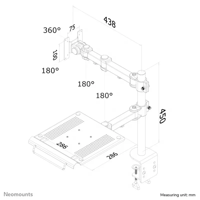 Neomounts FPMA-D960NOTEBOOK Monitorhalterung mit Laptophalter 10-27 Zoll