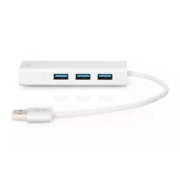 DIGITUS USB 3.0, 3-Port-Hub & Gigabit-LAN-Adapter 3xUSB A/F, 1xUSB A/M, 1xRJ45 LAN Unterstützt Windows und Mac OS