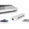 DIGITUS USB 3.0, 3-Port-Hub & Gigabit-LAN-Adapter 3xUSB A/F, 1xUSB A/M, 1xRJ45 LAN Unterstützt Windows und Mac OS