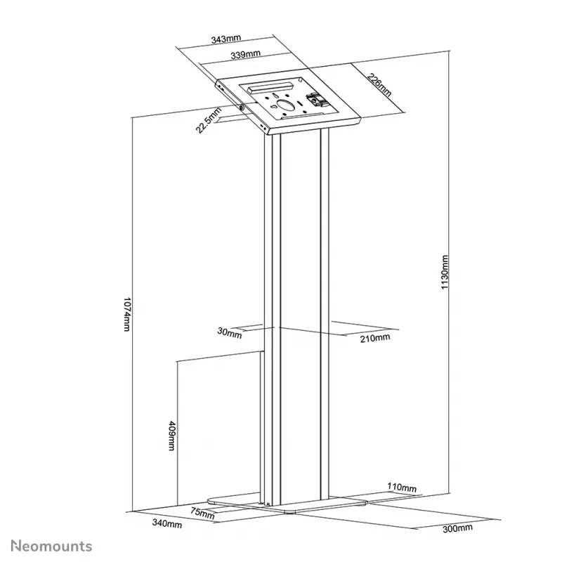 Neomounts FL15-750WH1 Tablet-Bodenständer 9,7–11 Zoll - abschließbar