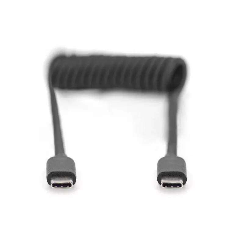 DIGITUS USB - Typ C auf USB - Typ C Spiralkabel, TPU USB 2.0, PD60W Max; 1m